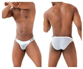 Ppu 2312 mesh bikini white men’s briefs with snug fit elastic waistband featuring brand logo