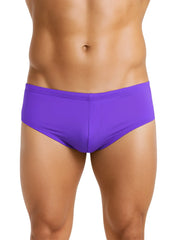 Purple pride justin brief swim trunks with a smooth form-fitting design for comfortable swimming