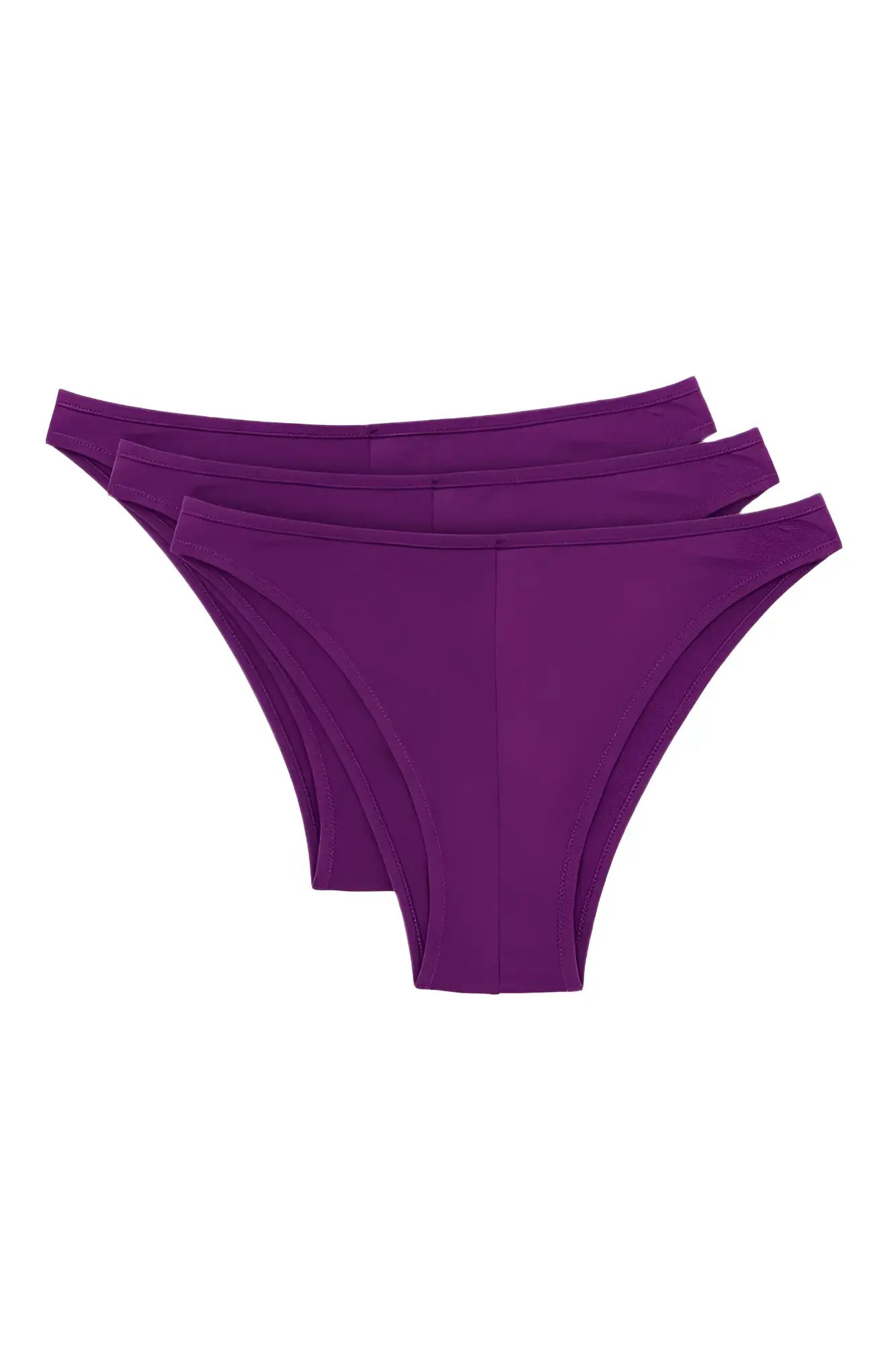 Purple high-waisted seamless bikini bottoms from pride metro rio bikini 3-pack for stylish swimwear looks