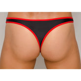 Black pride ultra stretch amplify thong with bold red trim showing front side design and fabric details