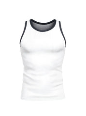 White ribbed cotton tank top with black trim around neckline and armholes pride usa pride usa ribbed cotton tank top