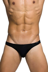 Black form-fitting briefs with smooth fabric and minimal waistband from private structure desire glaze thong collection