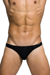 Black form-fitting briefs with smooth fabric and minimal waistband from private structure desire glaze thong collection