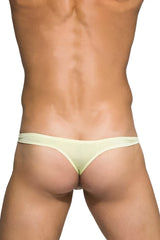 Private Structure DGEMU3545BT Desire Glaze thong in pale yellow slim-fitting smooth stretchy fabric front view