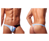 Light blue and black Private Structure DGUY4025 Desire Glaze G-string thong with a red accent stripe visible from the back