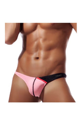 Pink and black Private Structure DGUY4025 Desire Glaze g-string thong with sleek contoured design shown from the back