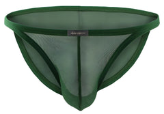 Dark green mesh thong bikini with solid fabric waistband and leg openings from private structure desire intima line