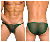 Green sheer mesh thong with solid green waistband low rise bikini by private structure desire intima