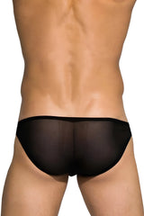 Private Structure DIAMU3455BT desire intima black sheer mesh low rise bikini briefs shown from the back side