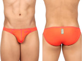 Private structure epus4563 prime eutopia vibrant orange men’s snug swim trunks with pink waistband trim