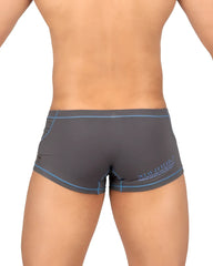 Gray Private Structure EPUS4570 Prime Elysian hipster briefs with blue trim and subtle side logo in athletic fabric