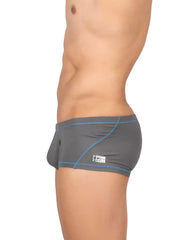 Gray men’s briefs private structure EPUS4570 prime elysian hipster with blue stitching and white waistband label