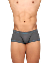 Gray private structure epus4570 prime elysian hipster briefs with subtle blue trim on waistband and leg openings