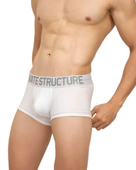 White private structure moux4103 mo lite contour briefs with gray elastic waistband and bold logo