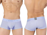 Light purple men’s briefs mid waist trunk with matching elastic waistband featuring private structure branding