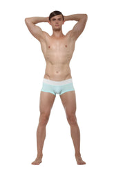 Private structure nexus trunk boxer brief underwear in reef blue with white waistband shown from front in size large