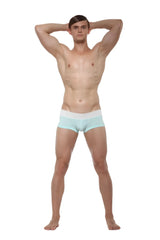 Private structure nexus trunk boxer brief underwear in reef blue with white waistband shown from front in size large