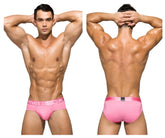 Pink private structure men’s briefs in blush color made from platinum bamboo with contour support and branded waistband