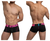 Black boxer briefs private structure pmux4182 modality trunks with vibrant pink trim and bold waistband branding