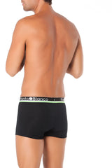 Punto blanco zoom boxer brief underwear black with lime green and white waistband size l shown from front