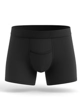 Black men’s boxer briefs purecomfort cotton trunk with contoured pouch and elastic waistband in black