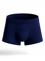 Navy blue men’s purecomfort cotton trunk briefs with smooth, form-fitting fabric and contoured design