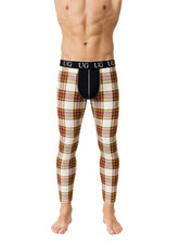 Ug brand men’s plaid patterned compression tights with a black waistband and central panel from relax contrast leggings