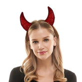 Red rhinestone devil horns headband featuring sparkling red rhinestones for costume and party wear