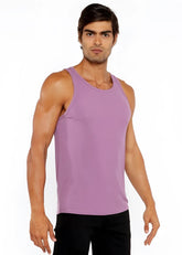 A sleek lavender rib modal tank top with a simple round neckline and smooth fabric for comfortable wear