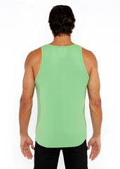 A solid light green rib modal tank top with sleeveless design rounded neckline and hemmed armholes