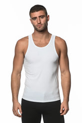 White rib modal tank sleeveless fitted tank top made from soft ribbed modal fabric for casual wear
