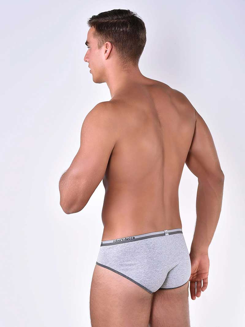 Slip Roberto Lucca à bordure contrastante Gris clair/gris chiné 80019-00034 Taille S Slip Roberto Lucca à bordure contrastante Gris clair/gris chiné 80019-00034 Taille S