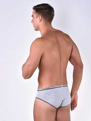 Slip Roberto Lucca à bordure contrastante Gris clair/gris chiné 80019-00034 Taille S