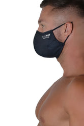 Black Roberto Lucca silver plus antibacterial face mask with white matera lucca text size medium