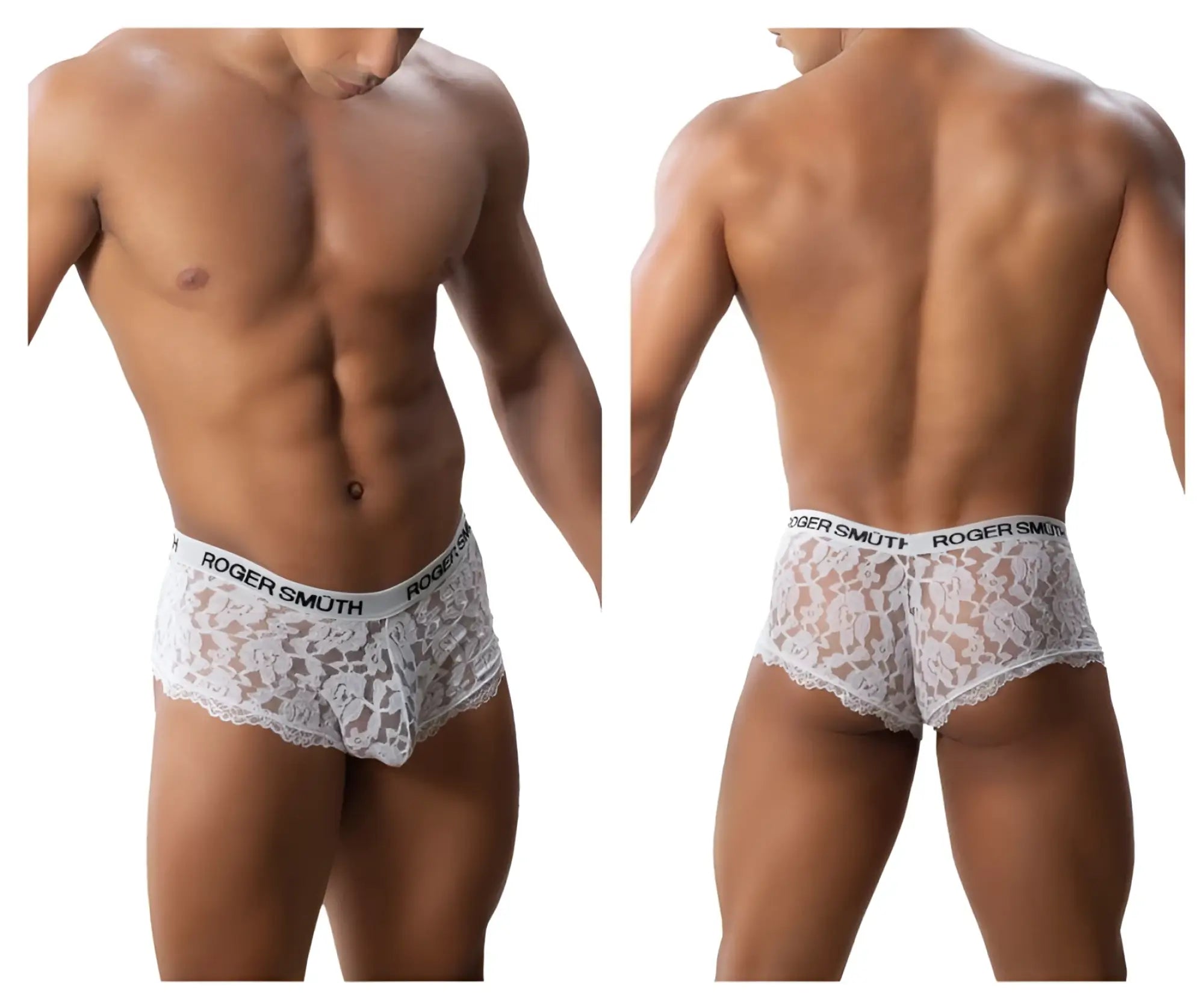 White lace briefs with roger smutth branded elastic waistband from roger smuth rs035 trunks in white