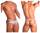White roger smuth RS071 jockstrap briefs with geometric pattern and elastic waistband in white color