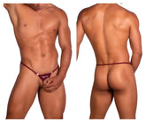 Maroon Roger Smuth RS076 ball lifter thong with small gold star and white embroidered logo on front