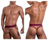 Maroon roger smuth rs086 jock-thong with chain detail showing the back side in burgundy color