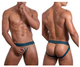 Roger smuth rs086 jock-thong green teal men’s briefs with metallic chain detail at the front