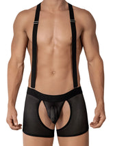 Black mesh briefs with suspenders from Roger Smuth mesh chaps jock boxer jock strap underwear black size M