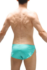 Running shorts joe green turquoise shiny fabric swim trunks designed for comfort and style during workouts
