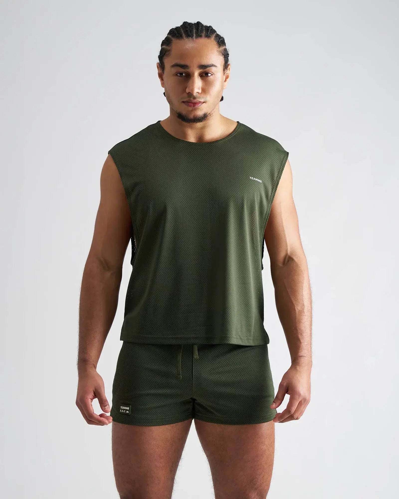 Olive green mesh sleeveless athletic top s s c mesh muscle tank designed for breathability and active wear