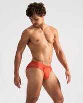 Orange calvin klein score sheer brief made of lightweight sheer fabric for comfortable everyday wear