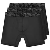 Black sheath v bamboo men’s 8 inch performance boxer briefs with geometric waistband and dual pouch design