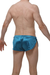 PetiteQ shorts snap satin teal shiny teal satin swim trunks with sleek form-fitting design for swimwear use