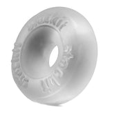 Sila Skin Stackit Ring clear translucent plastic donut-shaped ring with embossed text around its circumference