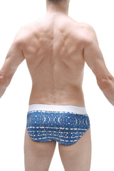 Blue patterned petitq brief dome new denim briefs with white waistband made of soft denim fabric