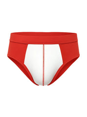 Soft stretch contrast brief in red and white with a bold color-block design made of soft stretch fabric