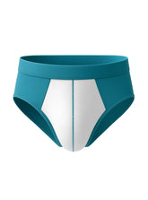 Soft stretch contrast brief athletic briefs in teal and white with a sleek modern design and soft stretch fabric
