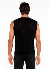 Black ribbed knit sleeveless top textured open knit vest perfect for layering and casual wear